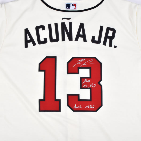 Ronald Acuna Jr. Autographed 2018 NL ROY Braves Authentic Jersey