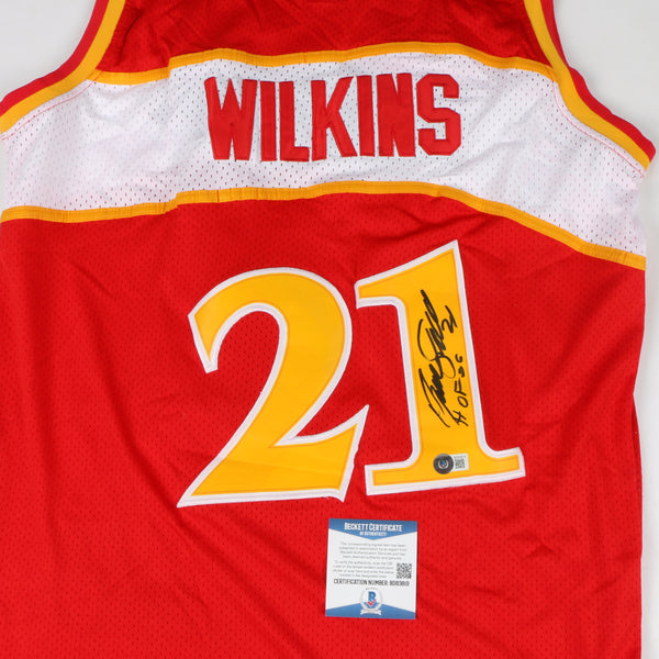 Atlanta Hawks Dominique Wilkins Autographed Red Jersey HOF JSA Stock  #215699