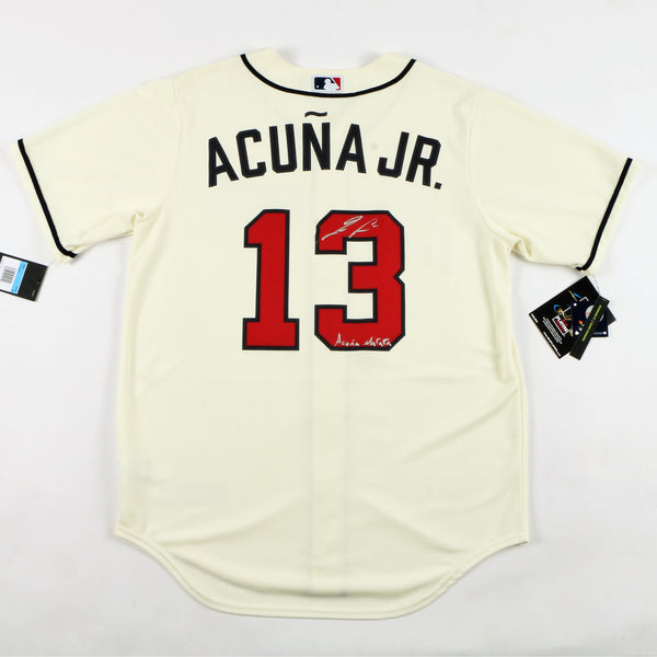 Ronald Acuna Jr Signed MLB Geniune Braves Red Jersey Acuna Matata Insc  JSA 750