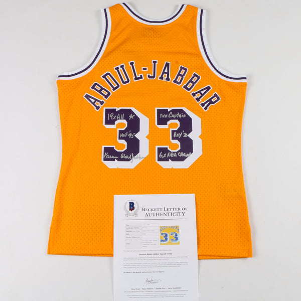 Kareem Abdul Jabbar Signed Los Angeles Lakers Jersey Yellow More Than Sports