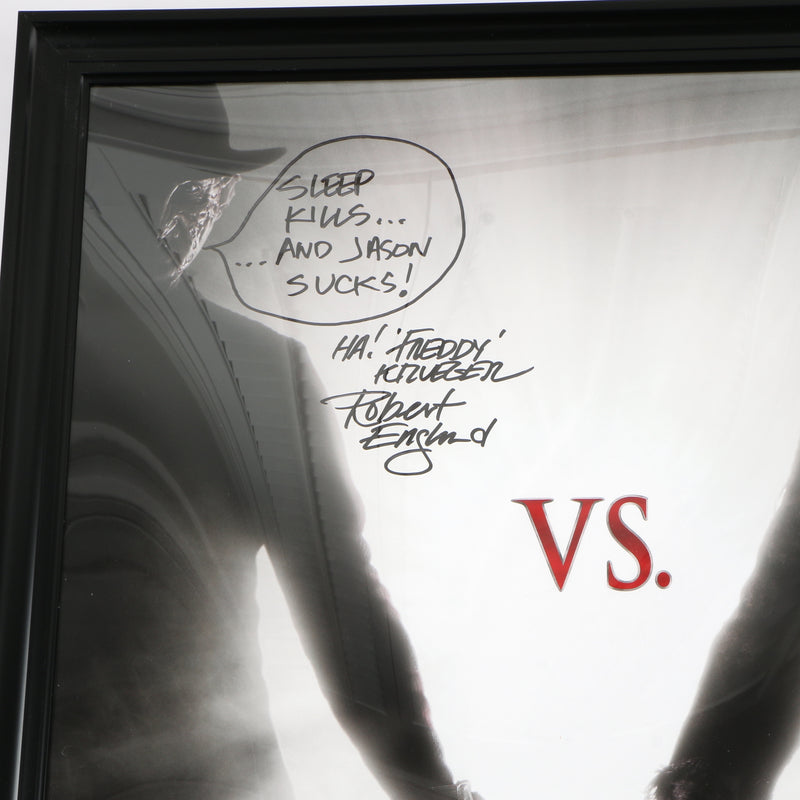 Robert England Signed "Freddy vs Jason" Movie Poster Framed -Beckett COA