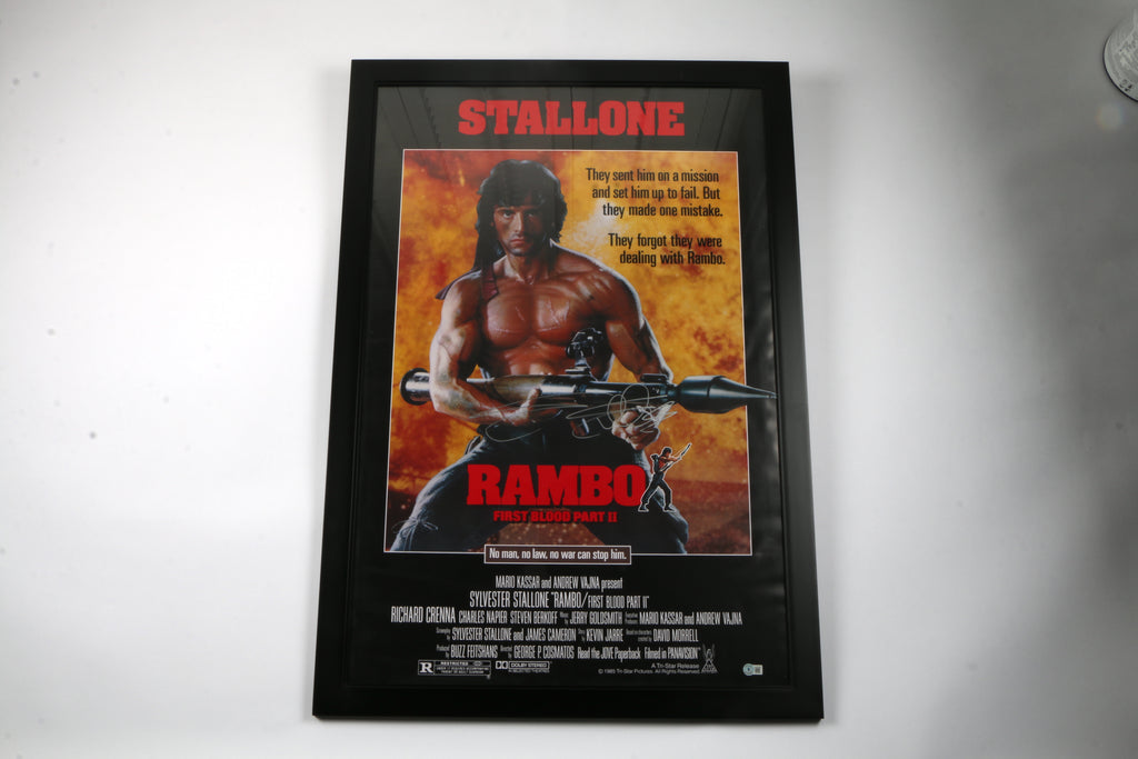 Sylvester Stallone Signed "Rambo: First Blood Part II" Movie Poster - Framed - Beckett COA