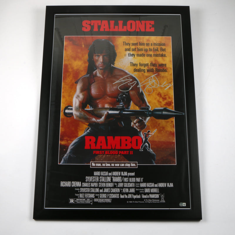 Sylvester Stallone Signed "Rambo: First Blood Part II" Movie Poster - Framed - Beckett COA