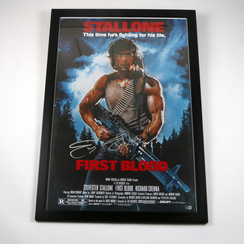 Sylvester Stallone Signed "Rambo: First Blood Part I" Movie Poster - Framed - Beckett COA