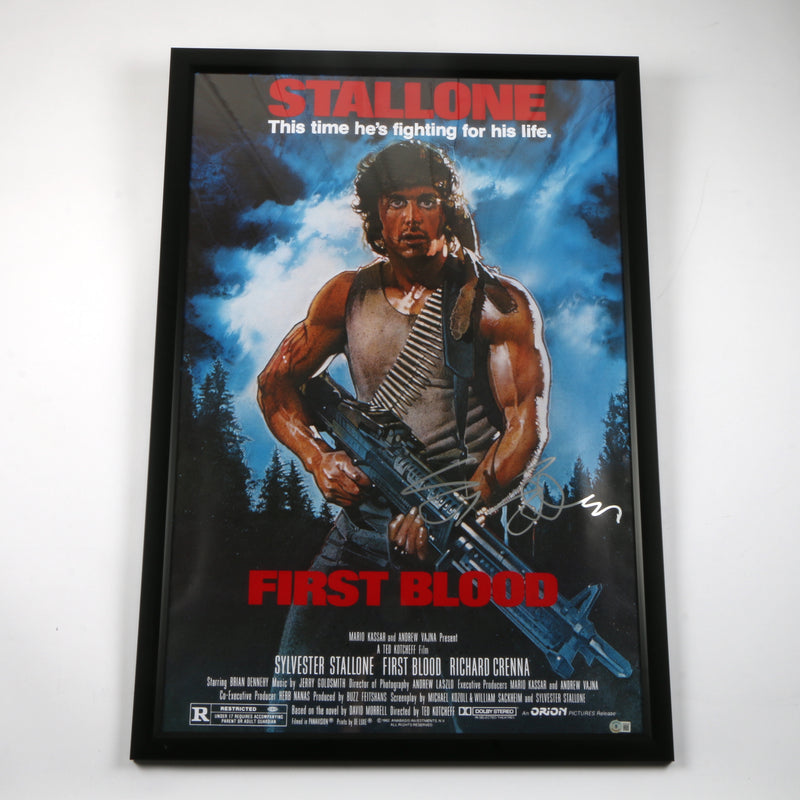 Sylvester Stallone Signed "Rambo: First Blood Part I" Movie Poster - Framed - Beckett COA