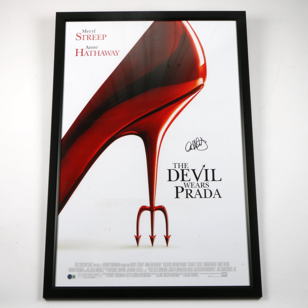 Anne Hathaway Signed "Devil Wears Prada" Movie Poster - Framed - Beckett COA