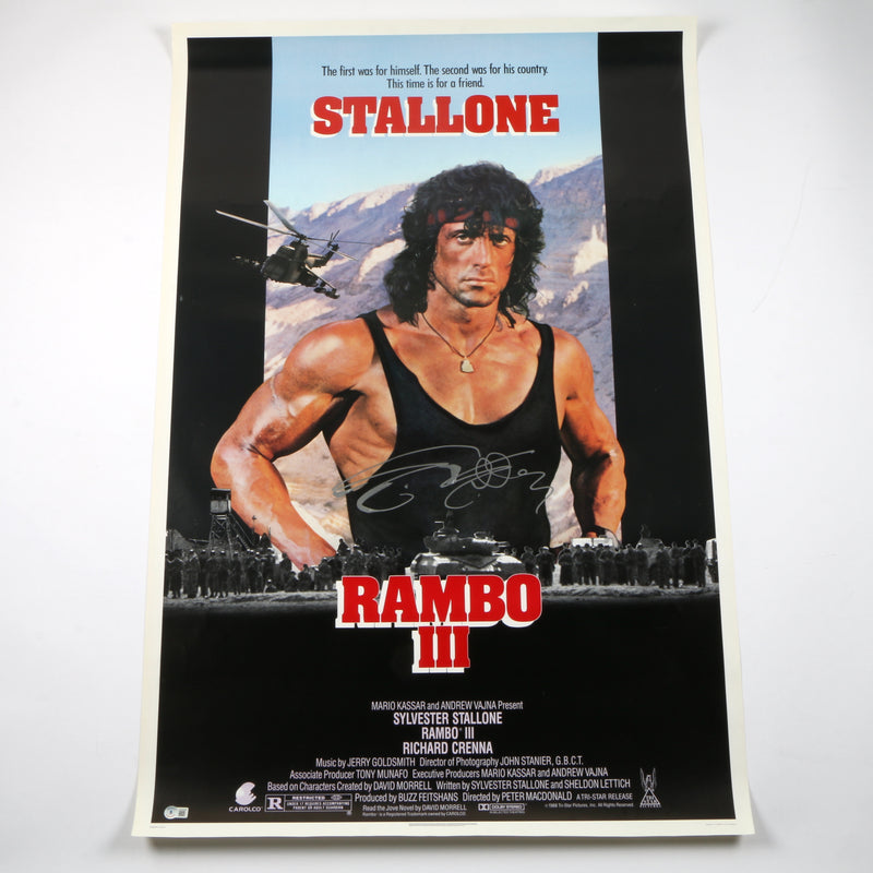 Sylvester Stallone Signed "Rambo: III" Movie Poster - Beckett COA