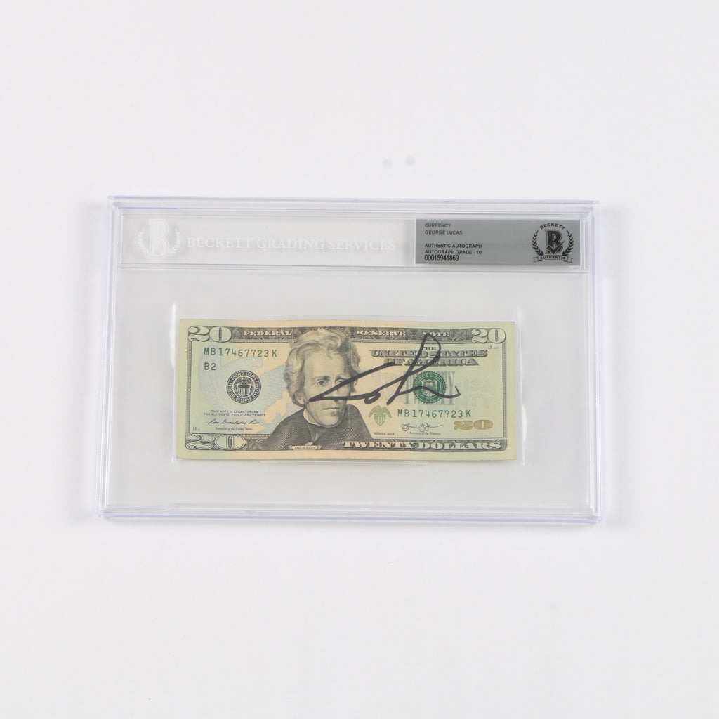 George Lucas Star Wars Director Signed 20 Dollar Bill - Beckett COA