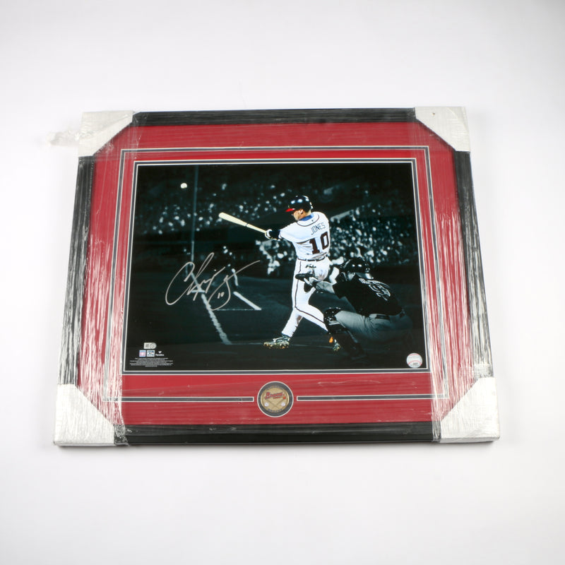 Chipper Jones Signed 16x20 Photo Framed Inscribed HOF 18 MLB Cert