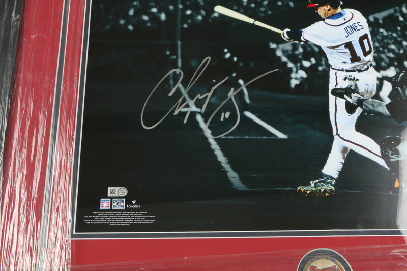 Chipper Jones Signed 16x20 Photo Framed Inscribed HOF 18 MLB Cert