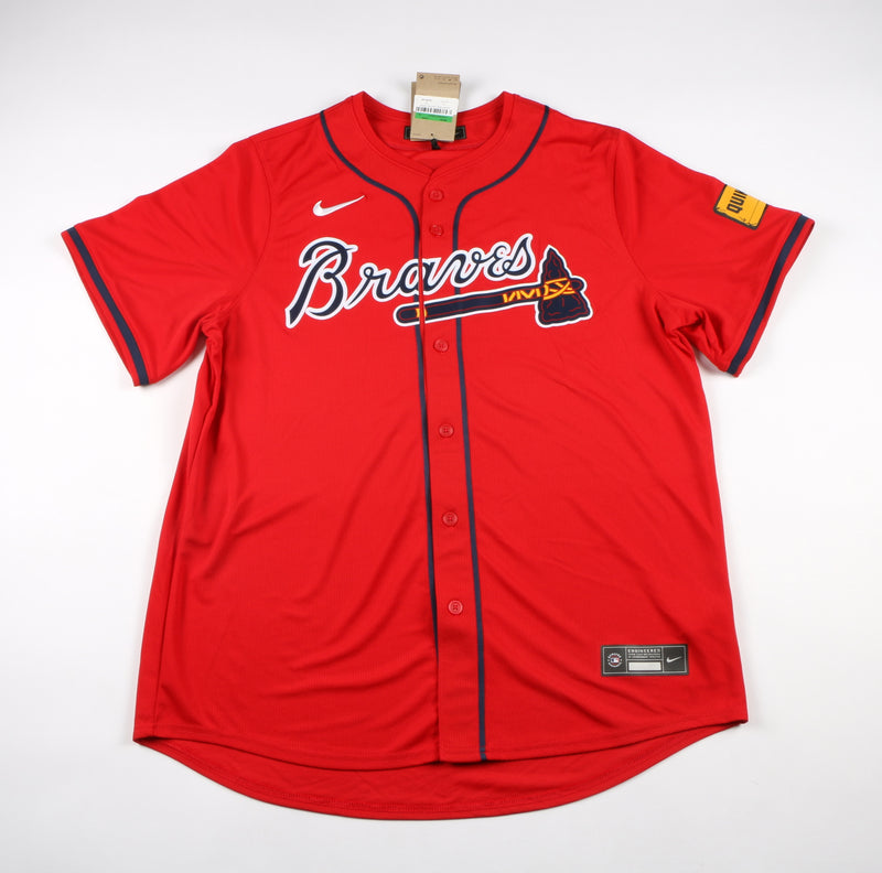 Ozzie Albies Signed Jersey Red Atlanta Braves "2021 WS Champs" Beckett