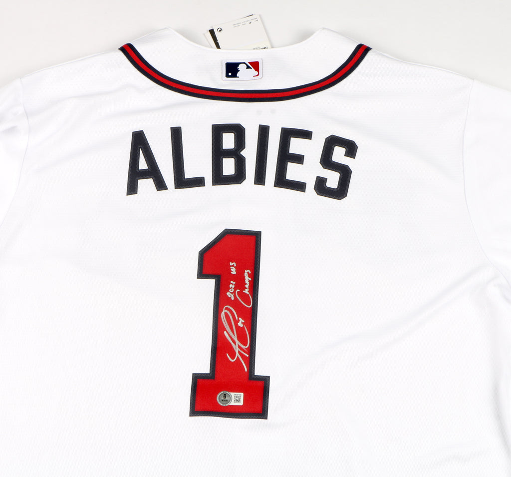 Ozzie Albies Signed Jersey Atlanta Braves "2021 WS Champs" Inscription - White