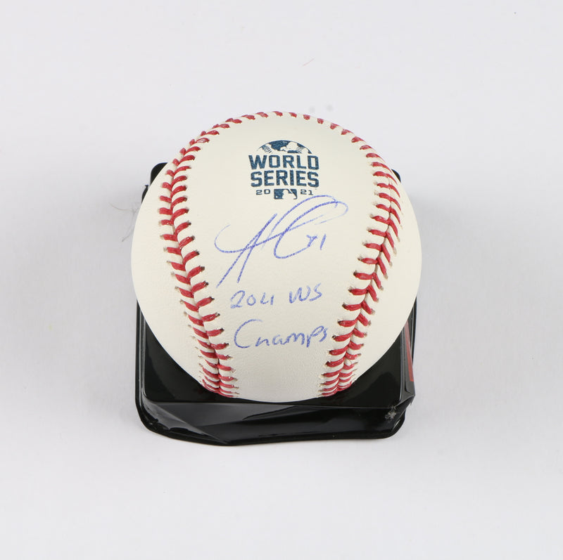 Ozzie Albies Signed  Baseball 2021 World Series Atlanta Braves (Inscribed) Beckett