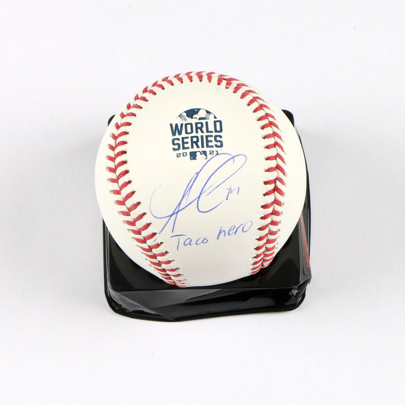 Ozzie Albies Signed Baseball 2021 World Series Atlanta Braves (Inscribed) Beckett