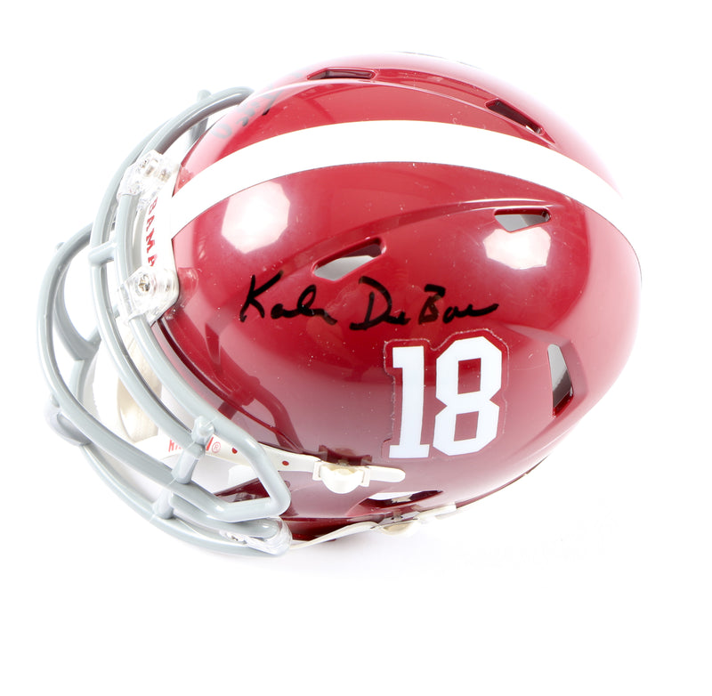 Nick Saban Kalen Debor Signed Mini Football Helmet 18 Alabama Tide Beckett COA