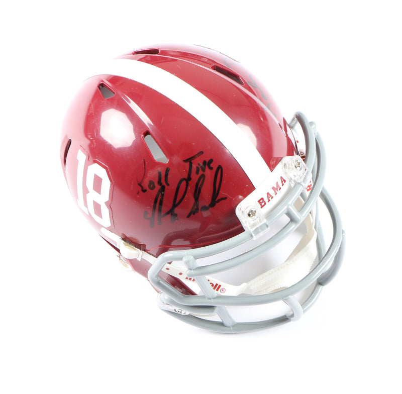 Nick Saban Kalen Debor Signed Mini Football Helmet 18 Alabama Tide Beckett COA