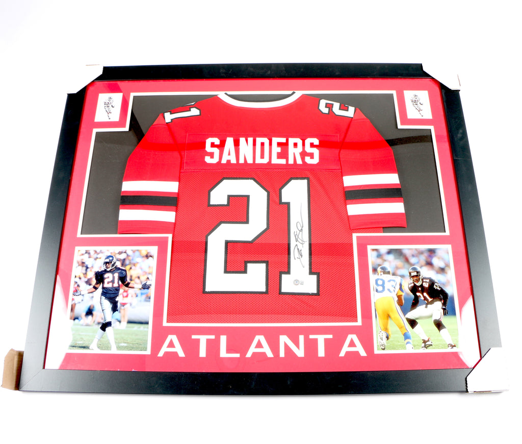 Deion Sanders signed autographed jersey Atlanta Falcons Framed Beckett COA