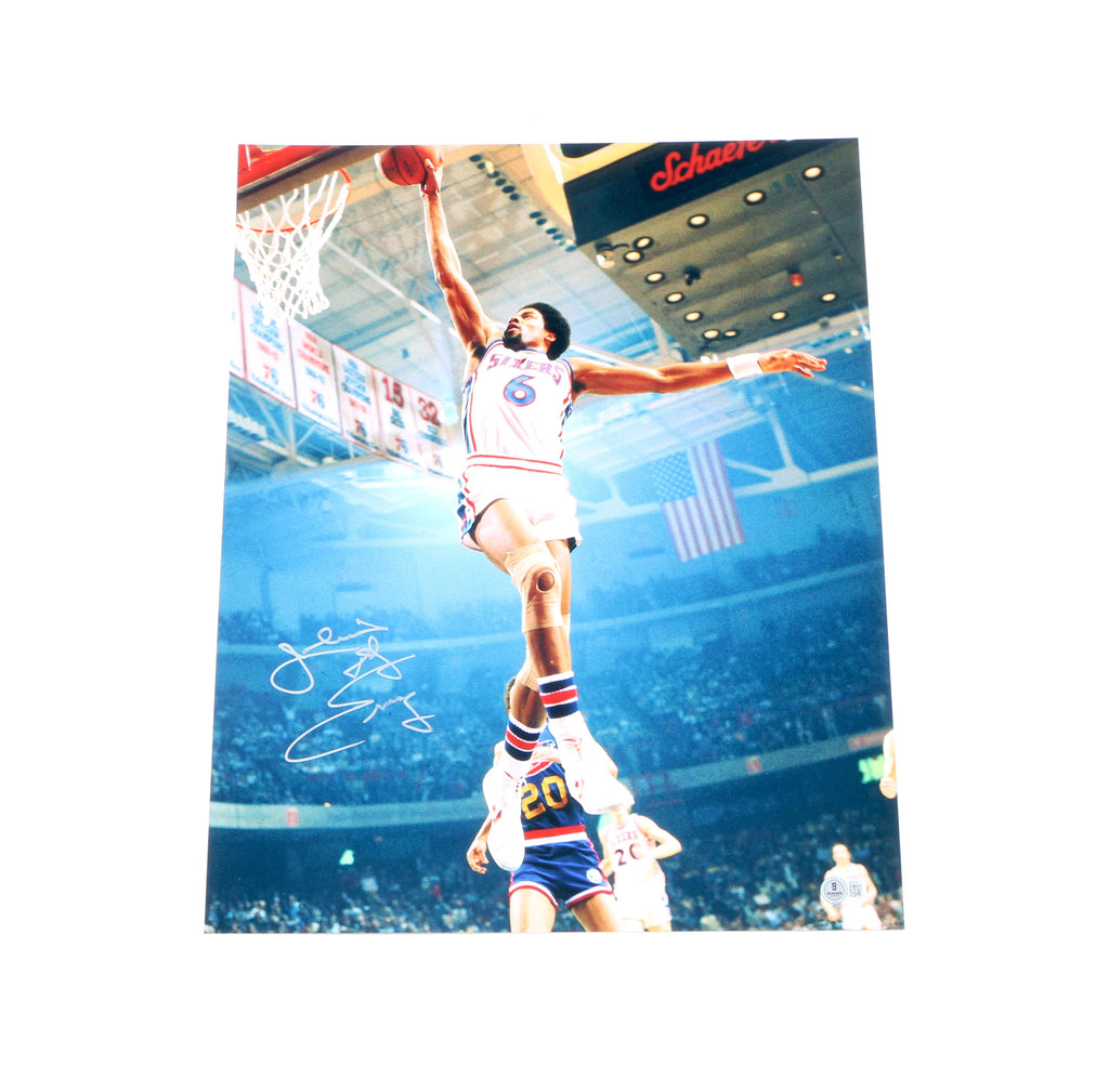 Julius Erving Signed Photo 16x20 Philadelphia 76ers Dr. J Signed Beckett