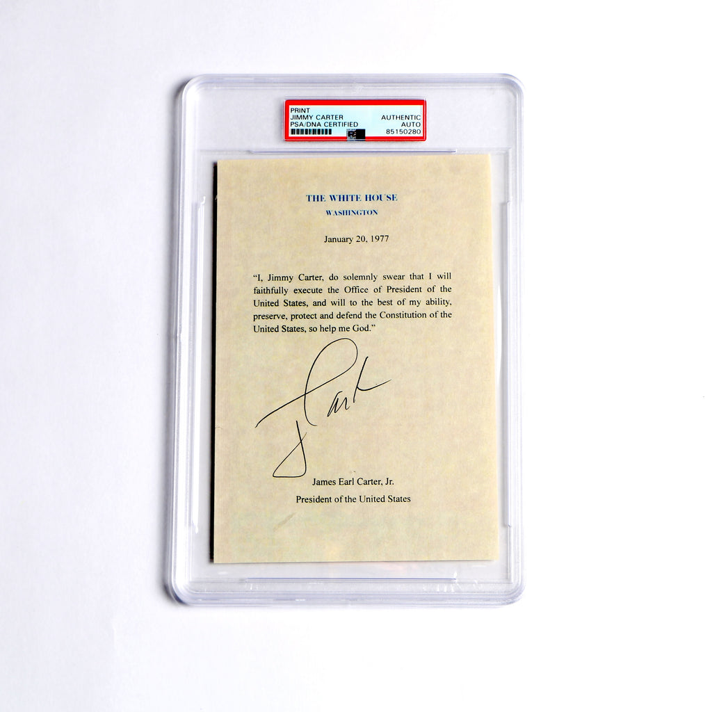 Jimmy Carter Signed Oath of Office Print President Autograph PSA Slab