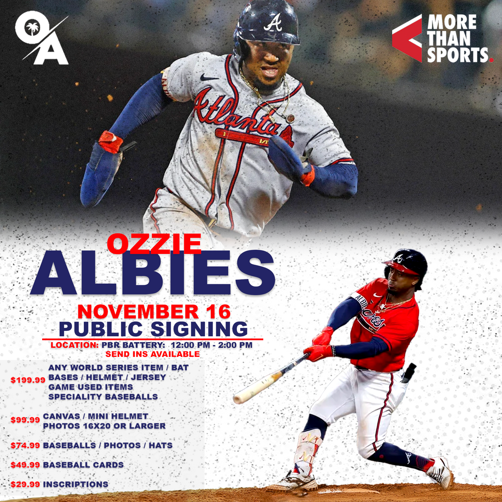 Ozzie Albies Public Signing Tickets for Canvas / Photos 16x20 or Larger/ Mini Helmets