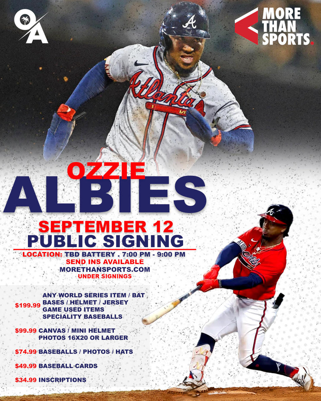 Ozzie Albies Public Signing Tickets for Purchase (Baseball Card)