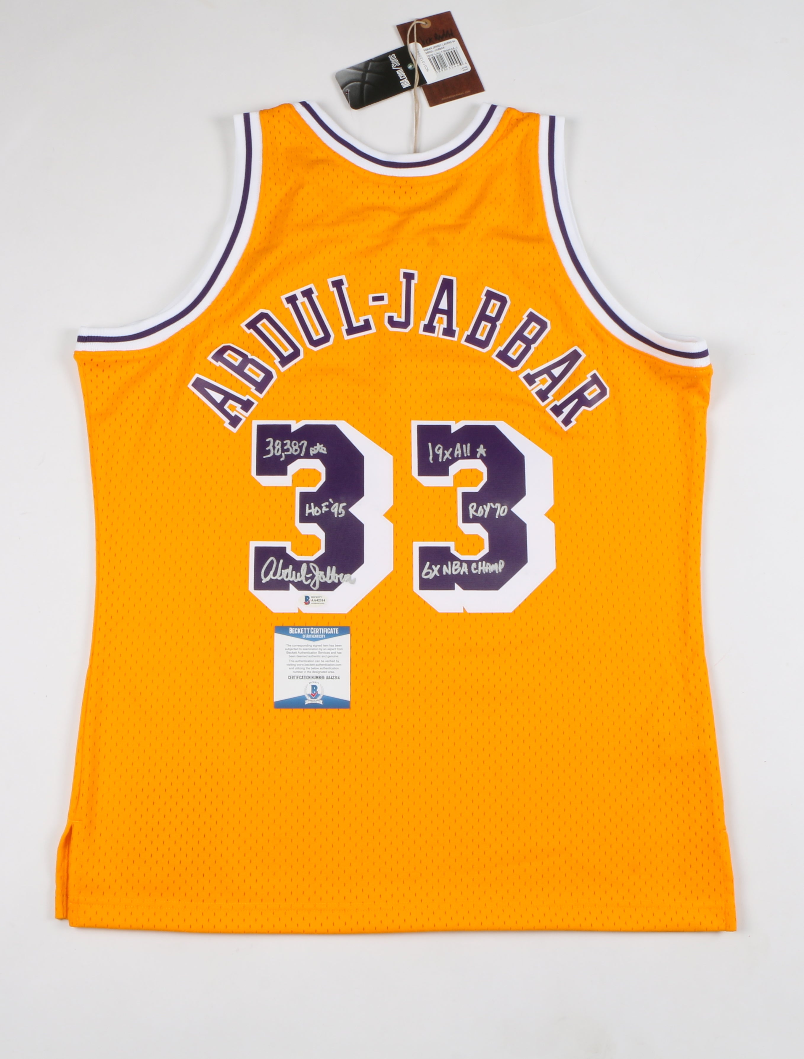 Kareem Abdul Jabbar Signed Los Angeles Lakers Jersey Yellow More Than Sports