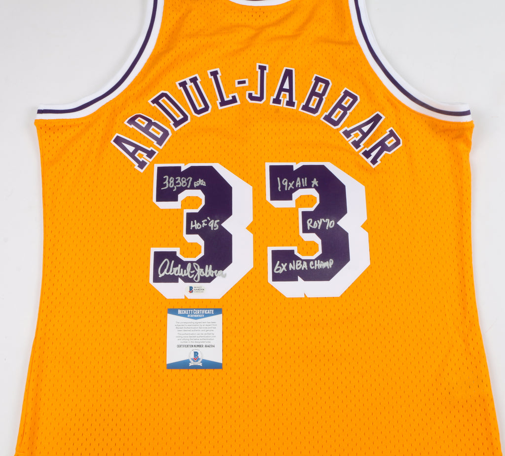 Kareem Abdul-jabbar Signed Lakers Jersey HOF 95 Inscription 