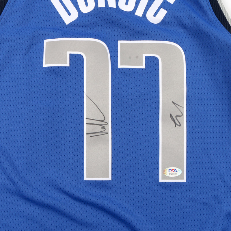 LUKA DONCIC SIGNED DALLAS MAVERICKS ROOKIE OF THE YEAR BASKETBALL JERSEY  PSA/DNA