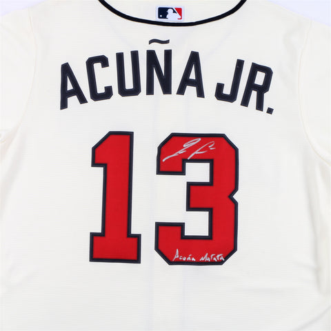 Ronald Acuna Jr Autographed Custom Framed Atlanta Braves Jersey